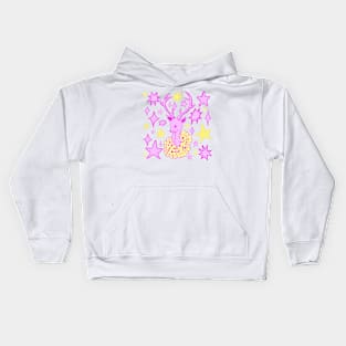 Girly Midcentury Deer, Pink and Chartreuse Kids Hoodie